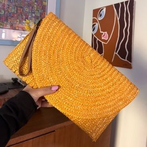 Yellow Woven wristlet clutch